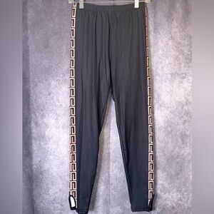 Black Designer Track Pants with Geometric Trim